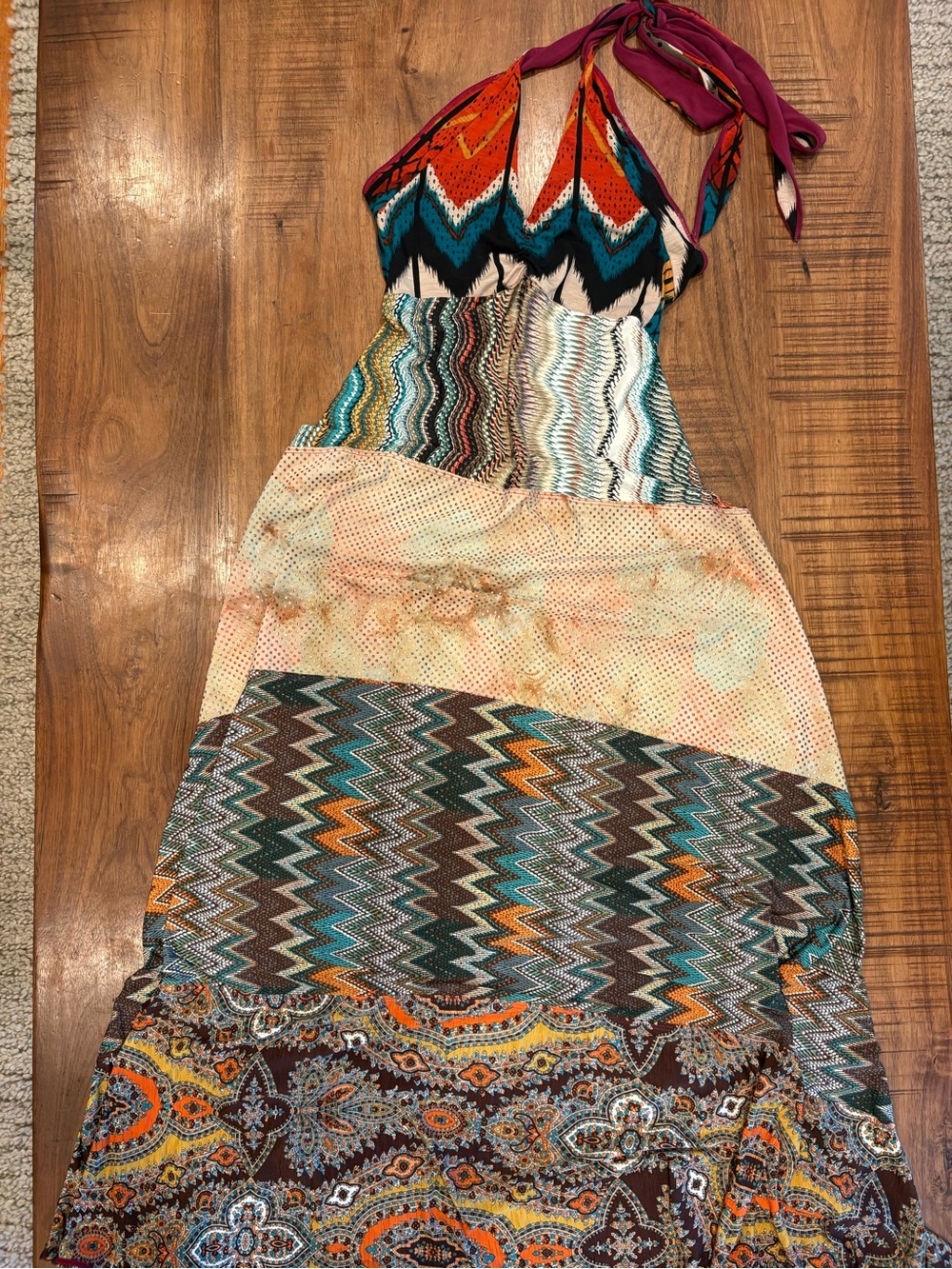 Boho Multicolor Halter Maxi Dress